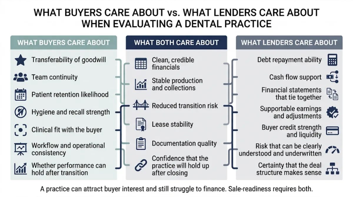 Buyers and lenders reviewing a dental practice